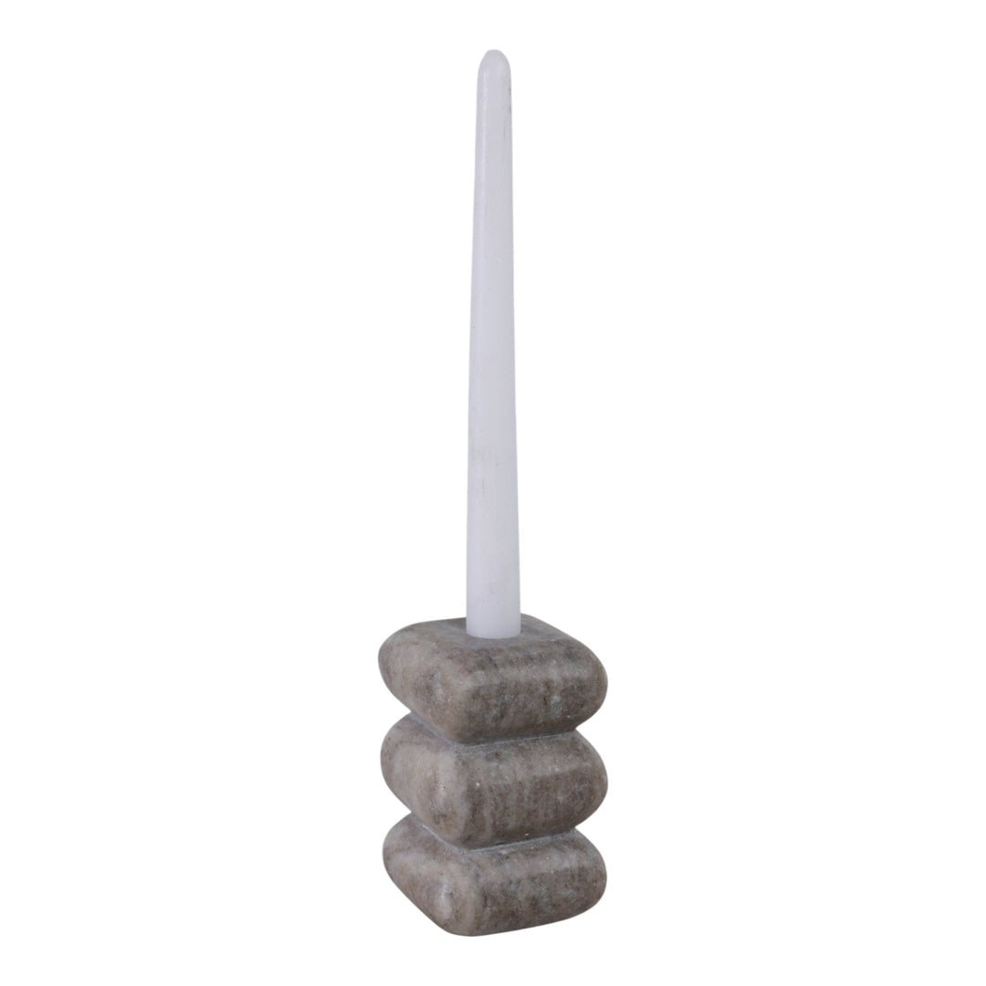 5x3" Curvy Marble Taper Holder, Beige