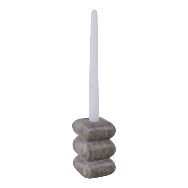 5x3" Curvy Marble Taper Holder, Beige