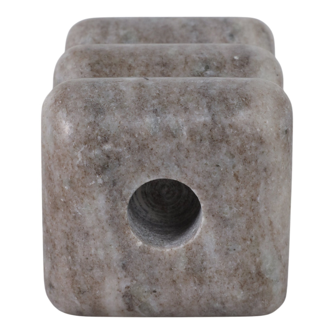 5x3" Curvy Marble Taper Holder, Beige