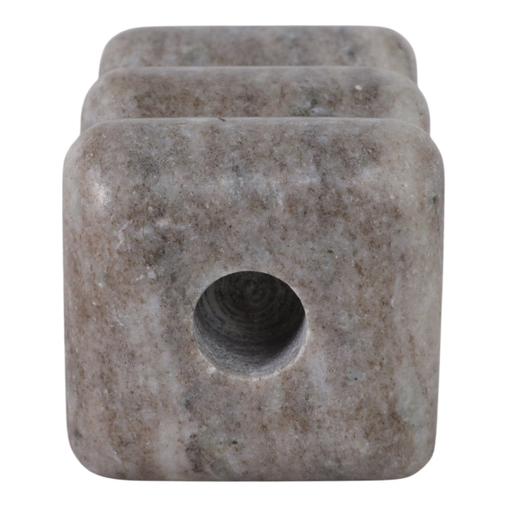 5x3" Curvy Marble Taper Holder, Beige
