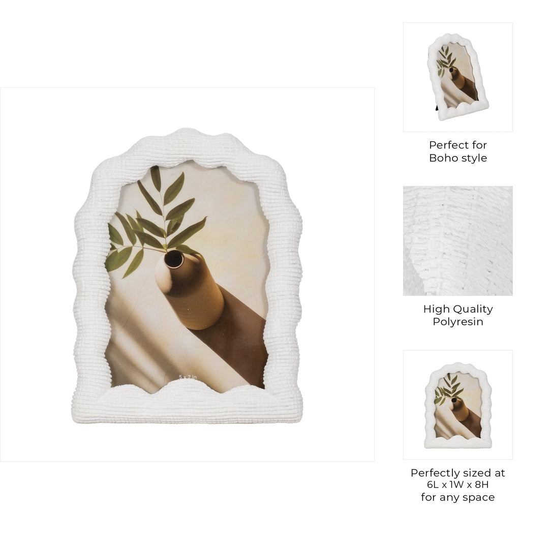 5X7 WAVY ARCH PHOTO FRAME, WHITE