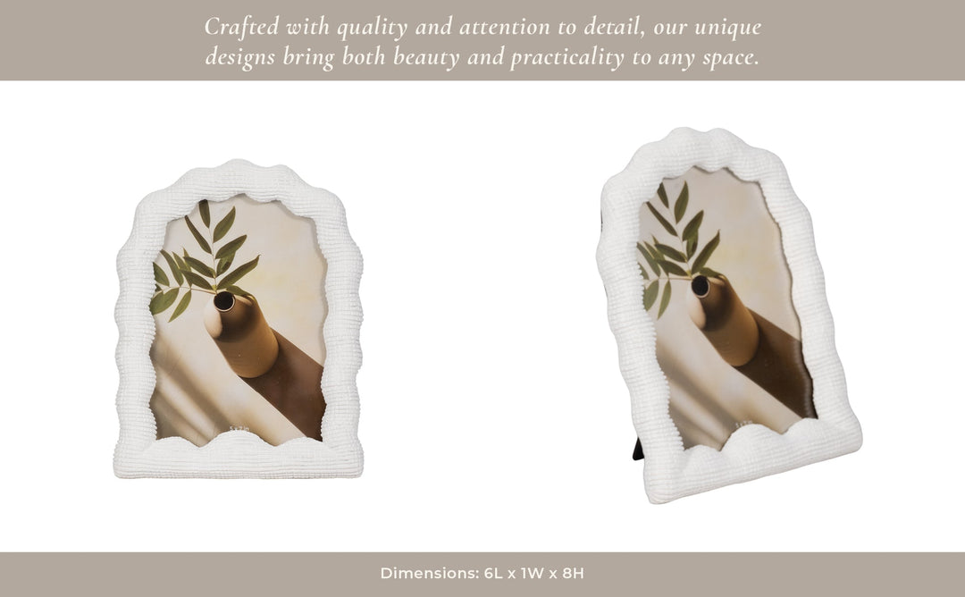 5X7 WAVY ARCH PHOTO FRAME, WHITE
