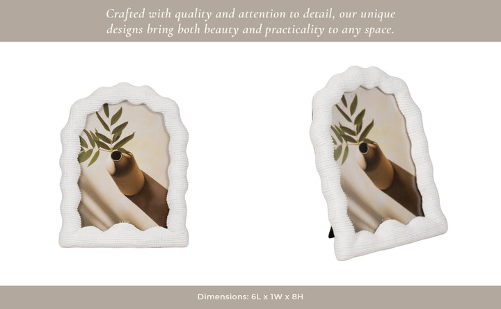 5X7 WAVY ARCH PHOTO FRAME, WHITE