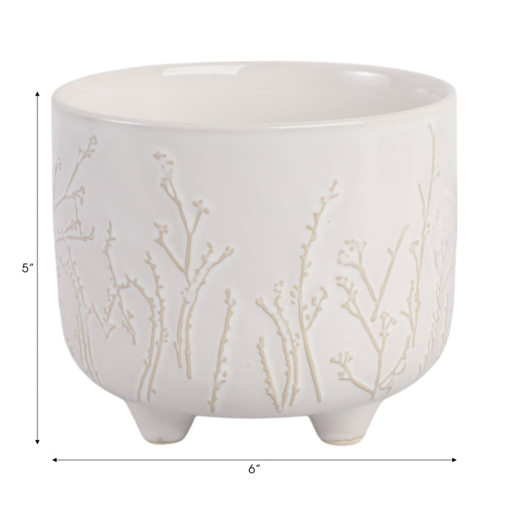 6" BLOOMING BRANCHES PLANTER, IVORY