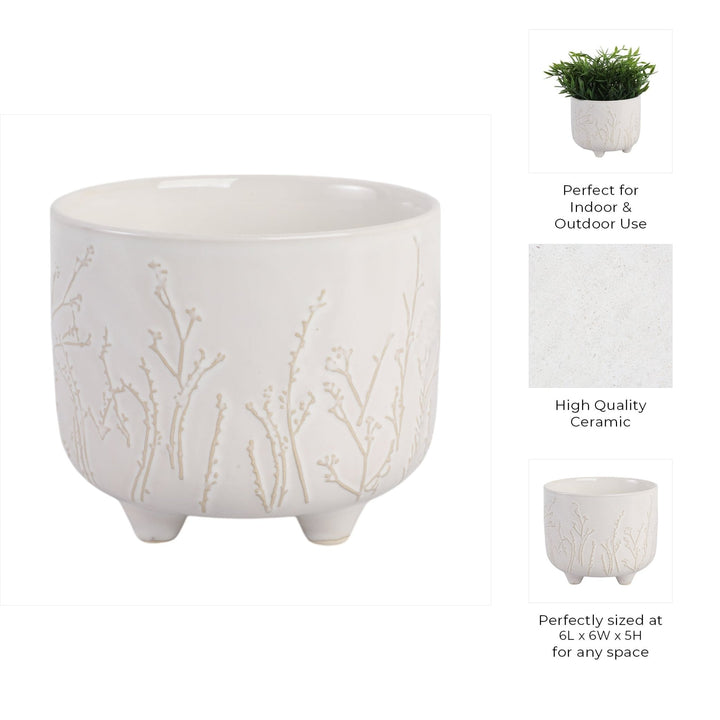 6" BLOOMING BRANCHES PLANTER, IVORY
