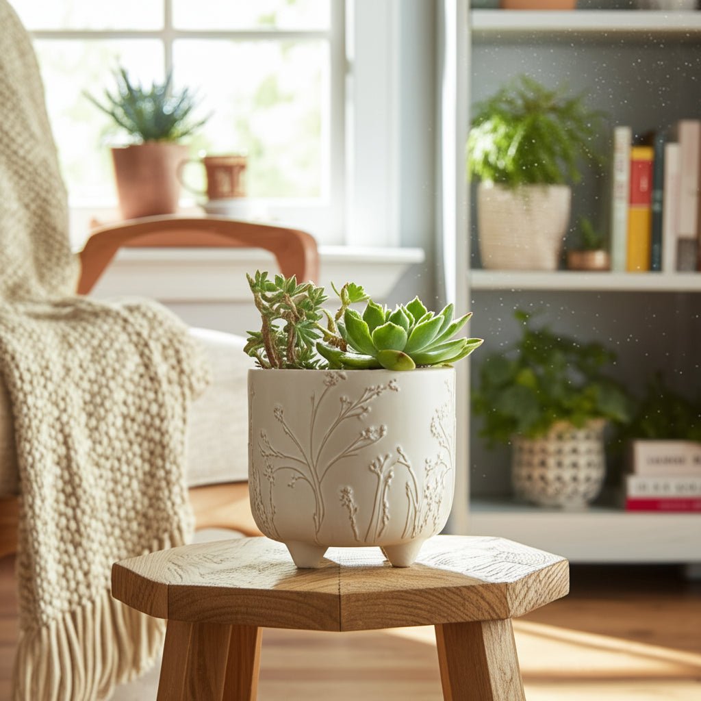 6" BLOOMING BRANCHES PLANTER, IVORY