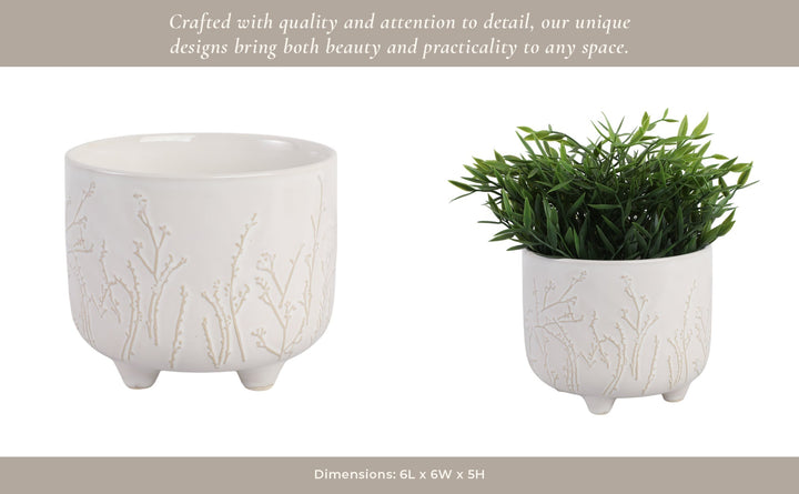 6" BLOOMING BRANCHES PLANTER, IVORY