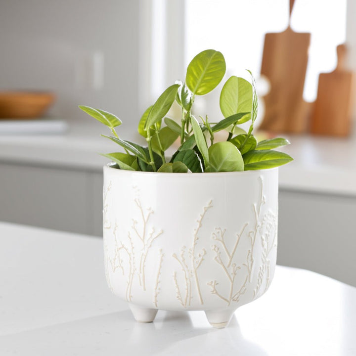 6" BLOOMING BRANCHES PLANTER, IVORY