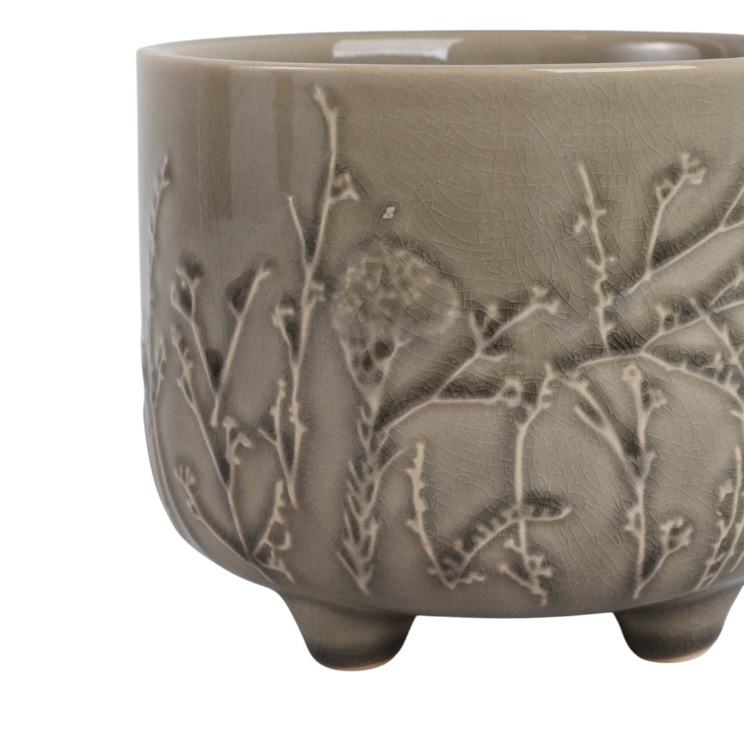 6" FLOWER BRANCHES PLANTER, CREAM