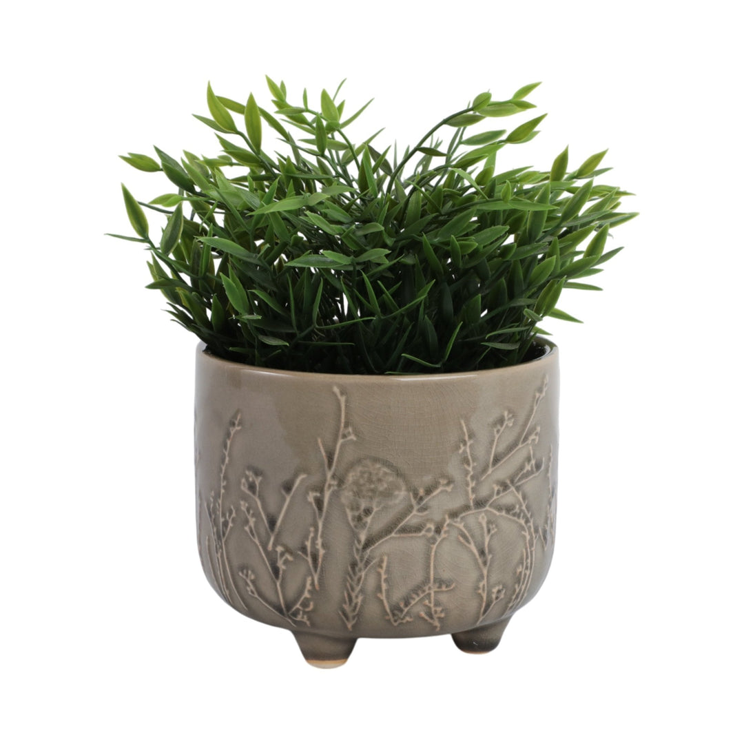 6" FLOWER BRANCHES PLANTER, CREAM