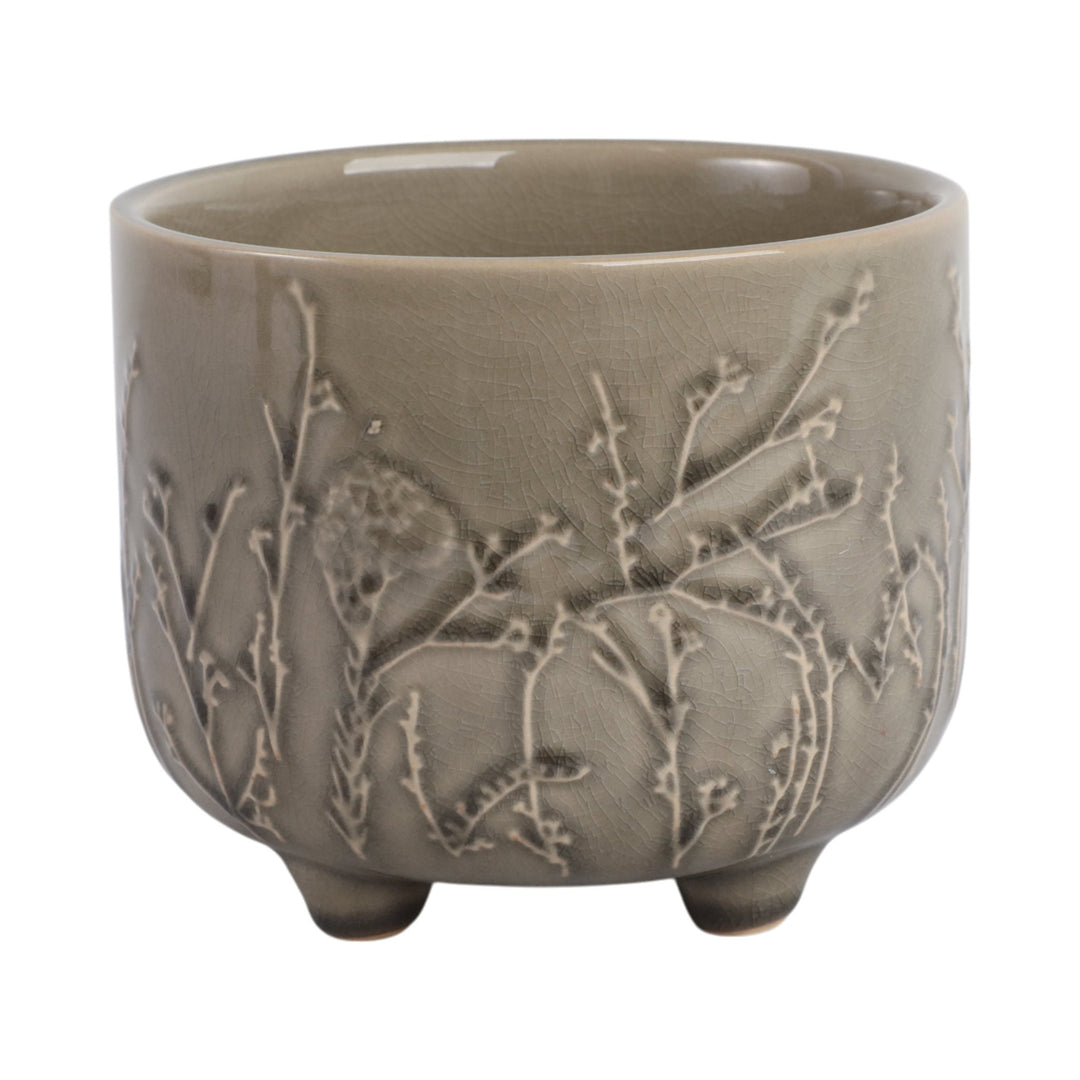 6" FLOWER BRANCHES PLANTER, CREAM