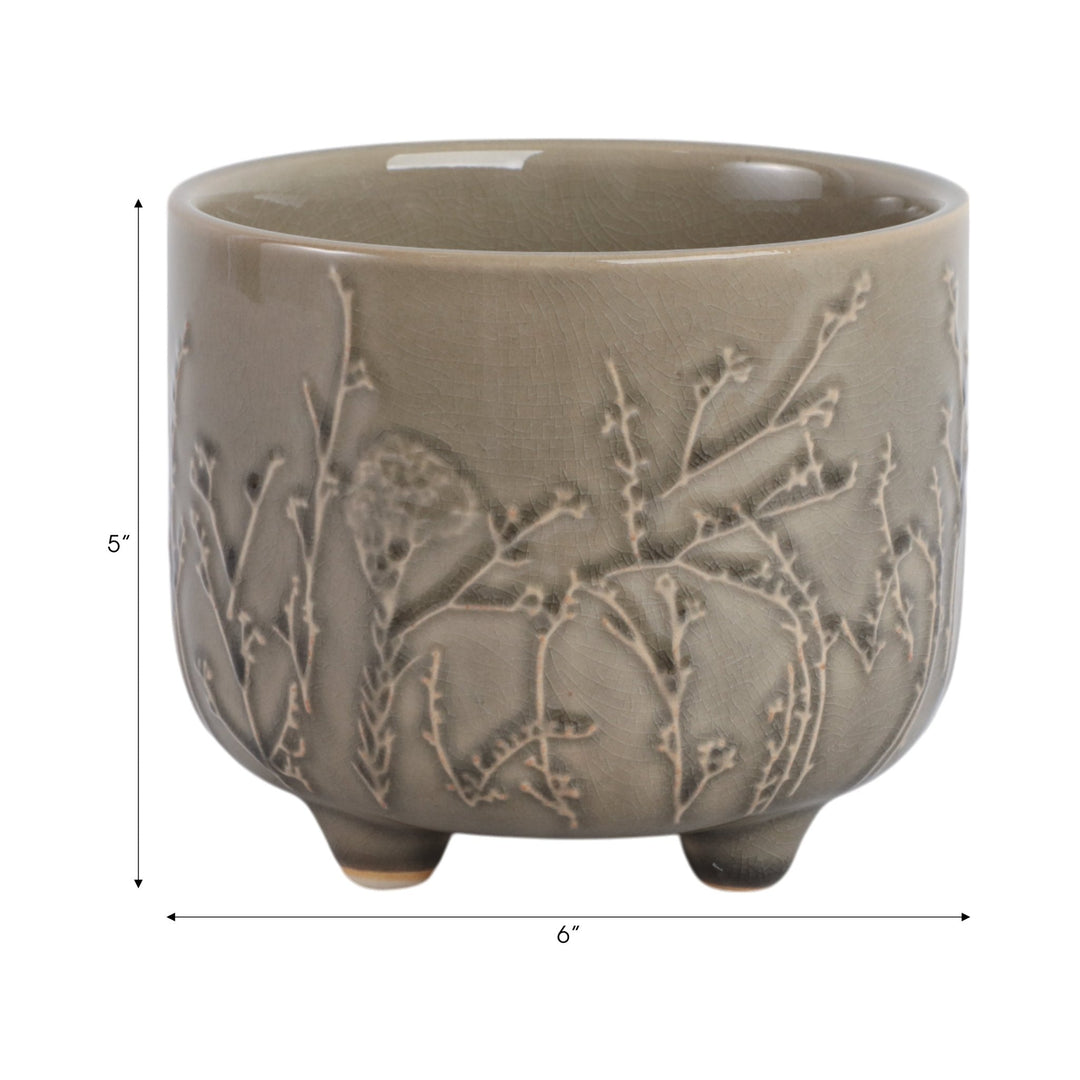 6" FLOWER BRANCHES PLANTER, CREAM