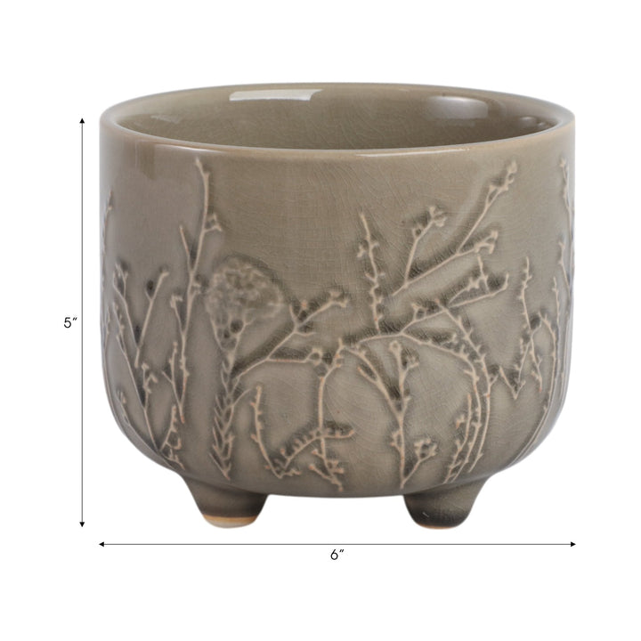 6" FLOWER BRANCHES PLANTER, CREAM