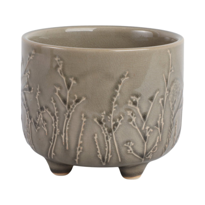 6" FLOWER BRANCHES PLANTER, CREAM