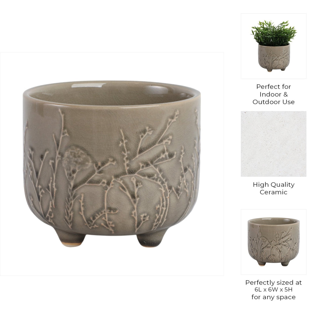 6" FLOWER BRANCHES PLANTER, CREAM