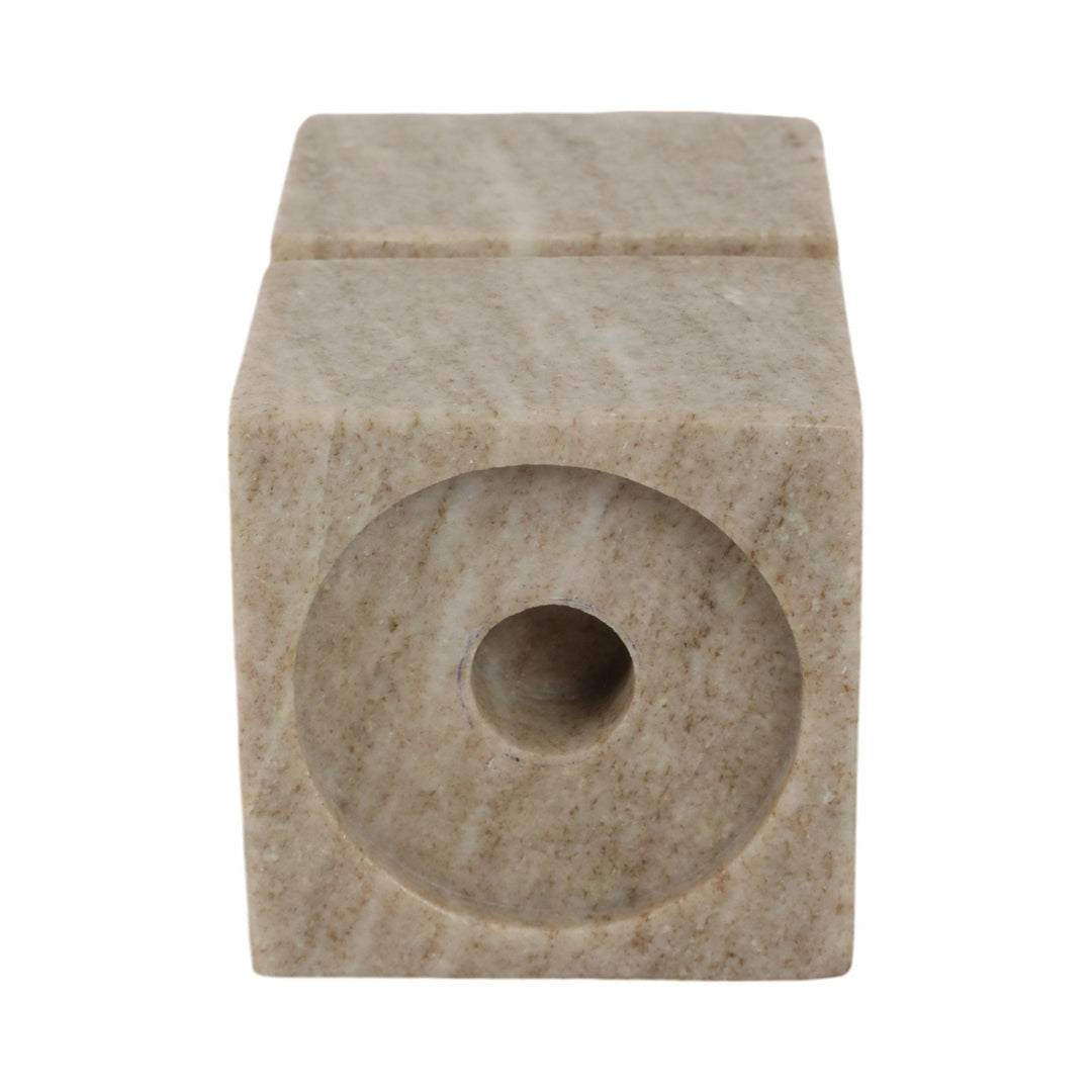 6" Onyx Marble Stacked Cubes Pillar Candleholder,