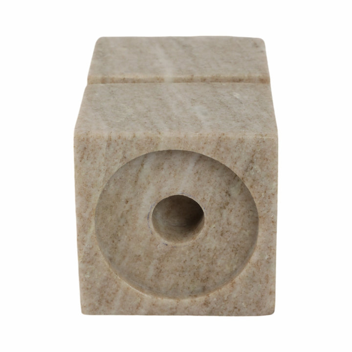 6" Onyx Marble Stacked Cubes Pillar Candleholder,