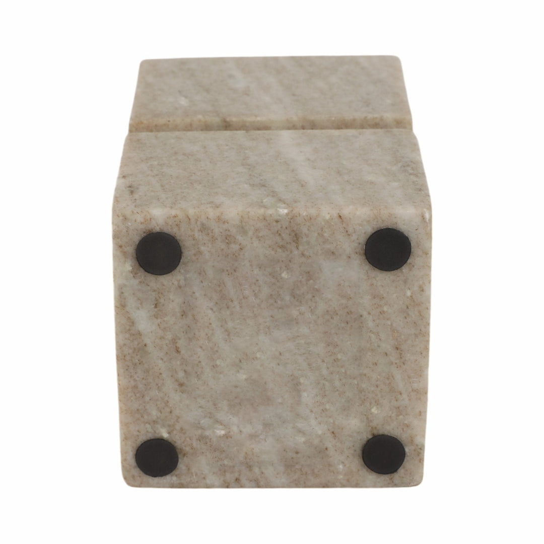 6" Onyx Marble Stacked Cubes Pillar Candleholder,