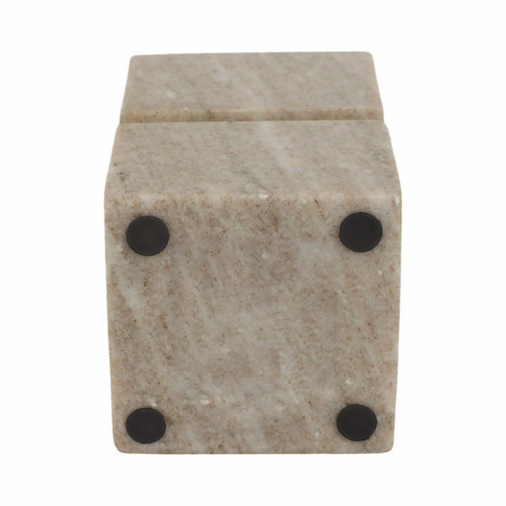 6" Onyx Marble Stacked Cubes Pillar Candleholder,
