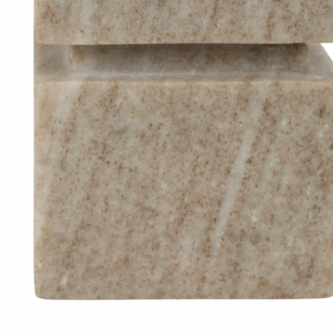 6" Onyx Marble Stacked Cubes Pillar Candleholder,