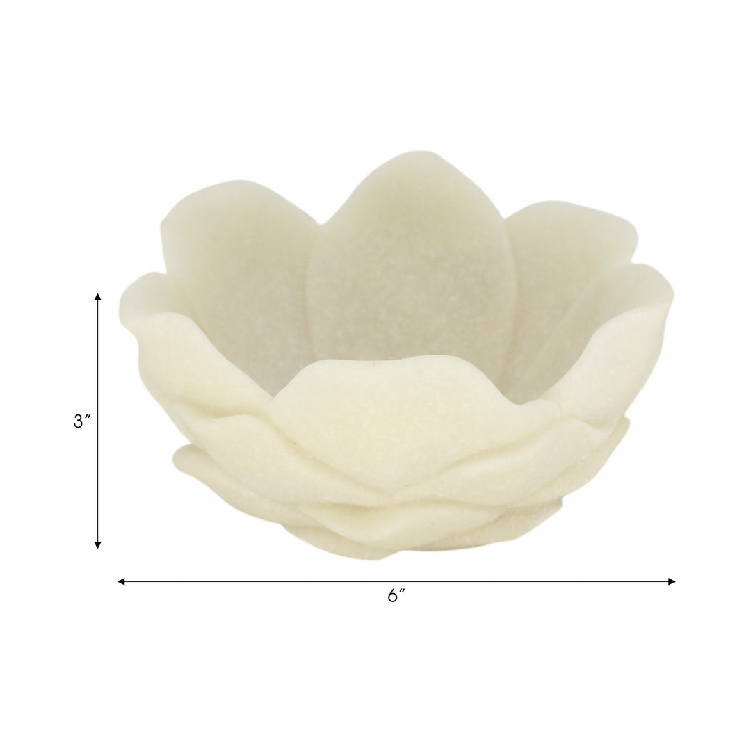 6" Zelen White Quartz Resin Flower Bowl