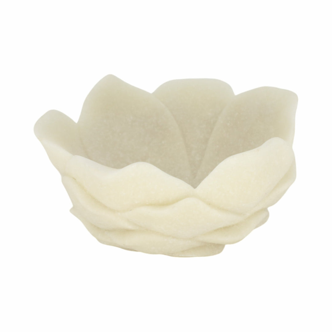 6" Zelen White Quartz Resin Flower Bowl