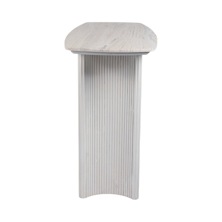 60"catalina Travertine&fluted Wood Console Tble/kd