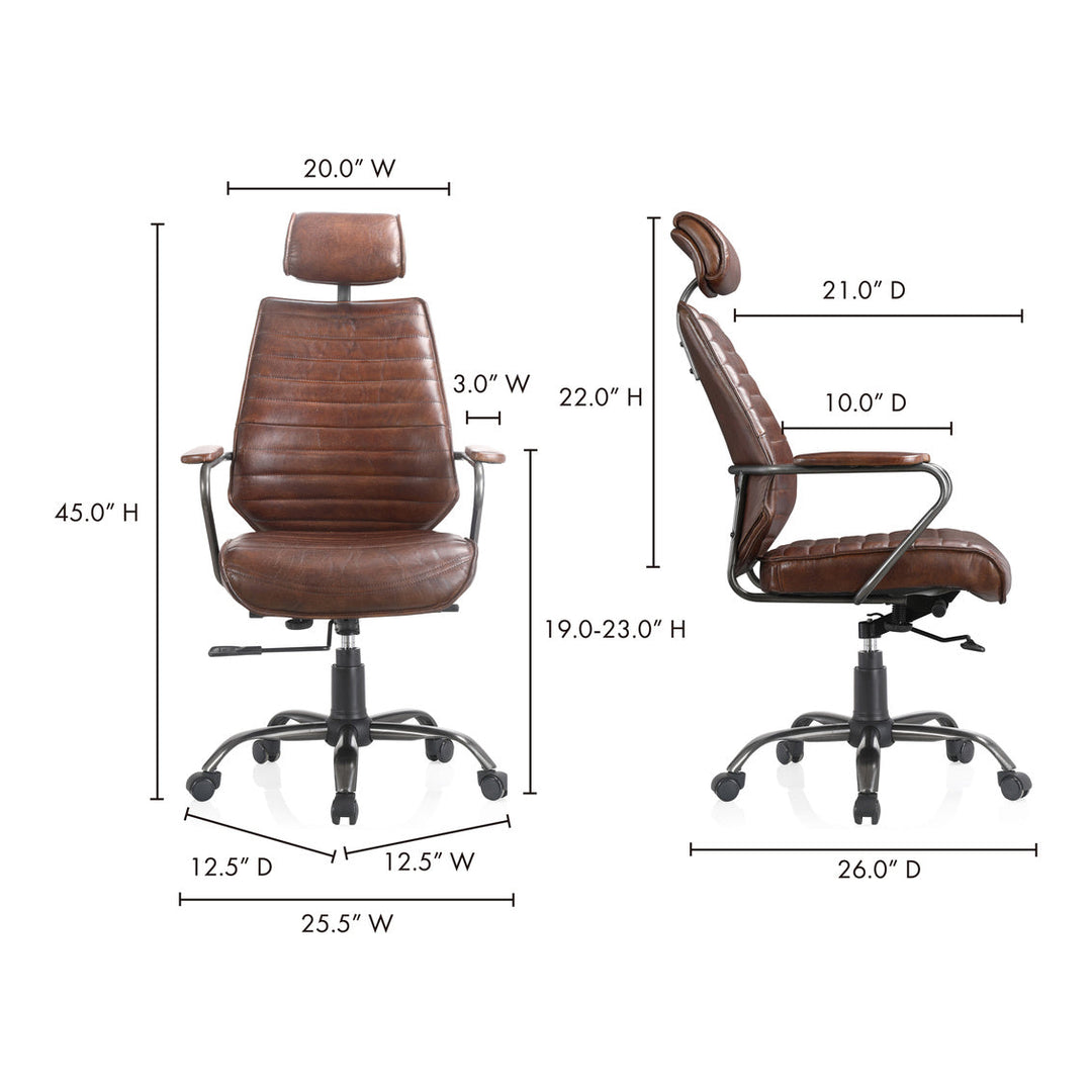 Executive Office Chair Dark Brown Leather