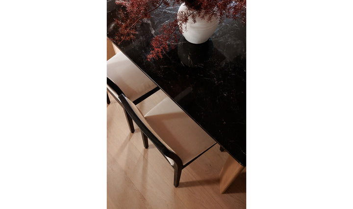 Angle Marble Dining Table Black Rectangular Small