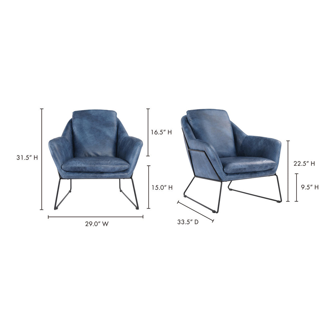 Greer Club Chair Kaiso Blue Leather
