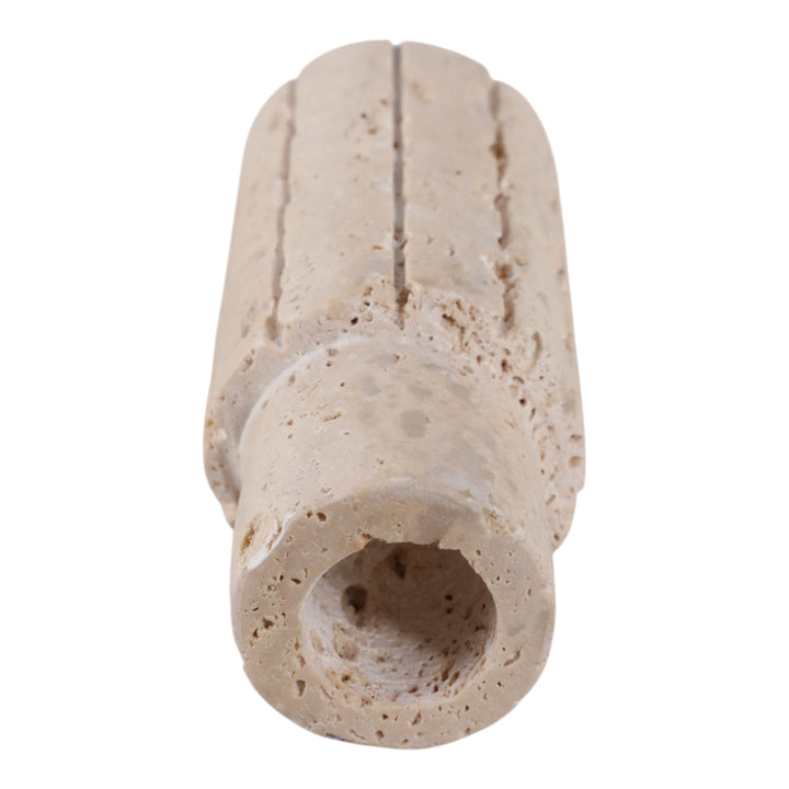 5X2" RAW EDGE TRAVERTINE TAPER HOLDER, TAN