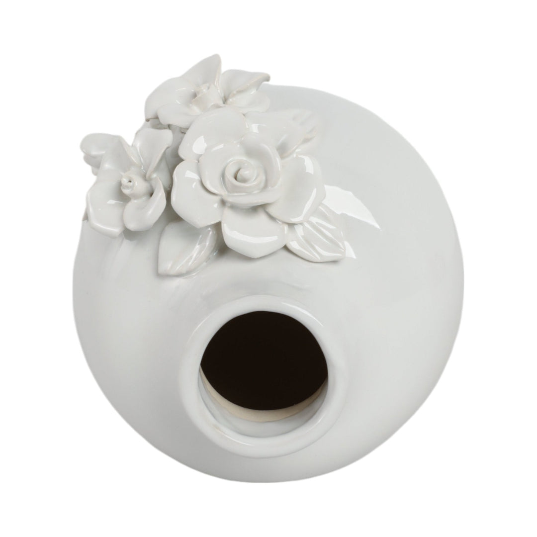 6x5" Rose Applique Bud Vase, Cream