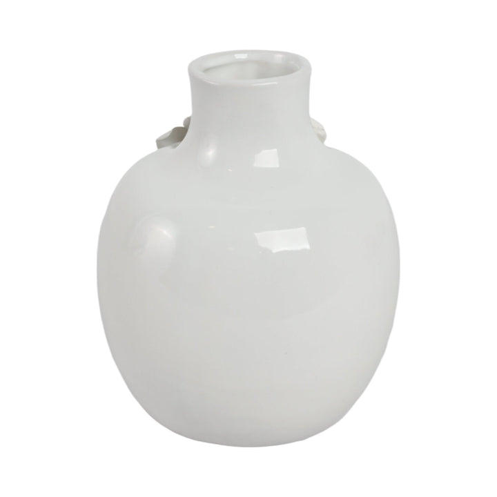 6x5" Rose Applique Bud Vase, Cream