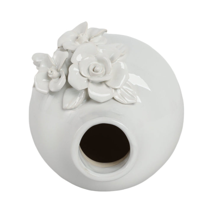 6x5" Rose Applique Bud Vase, Cream