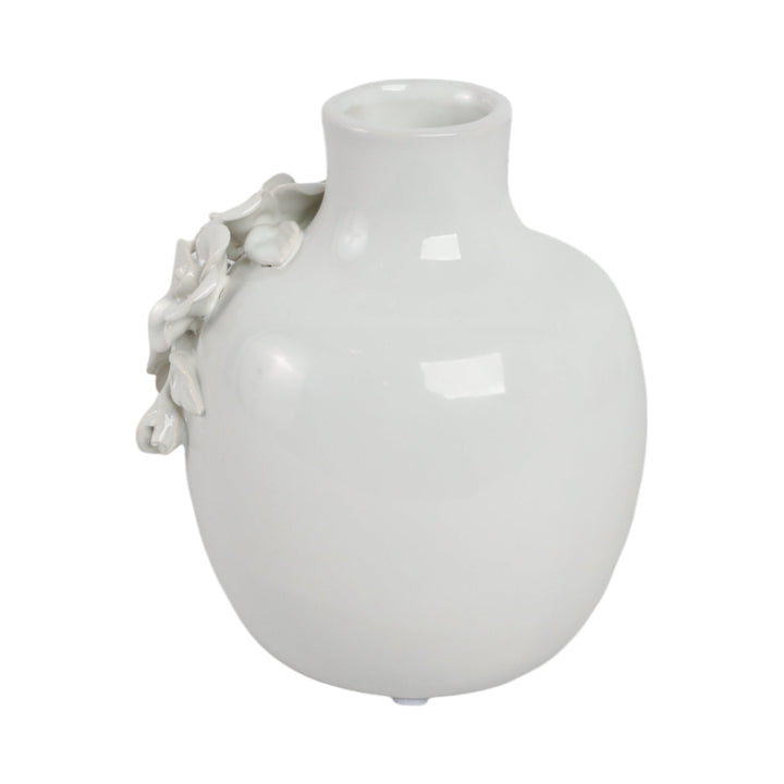 6x5" Rose Applique Bud Vase, Cream