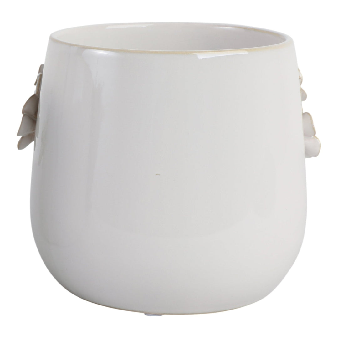7" FLOWER BUNCHES APPLIQUE PLANTER, IVORY