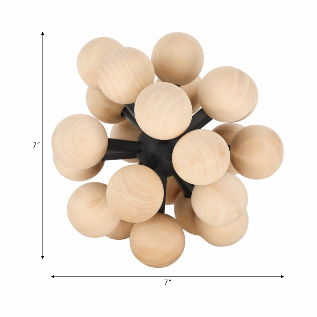 7" ORB WITH WOODEN KNOBS, BLACK/NATURAL