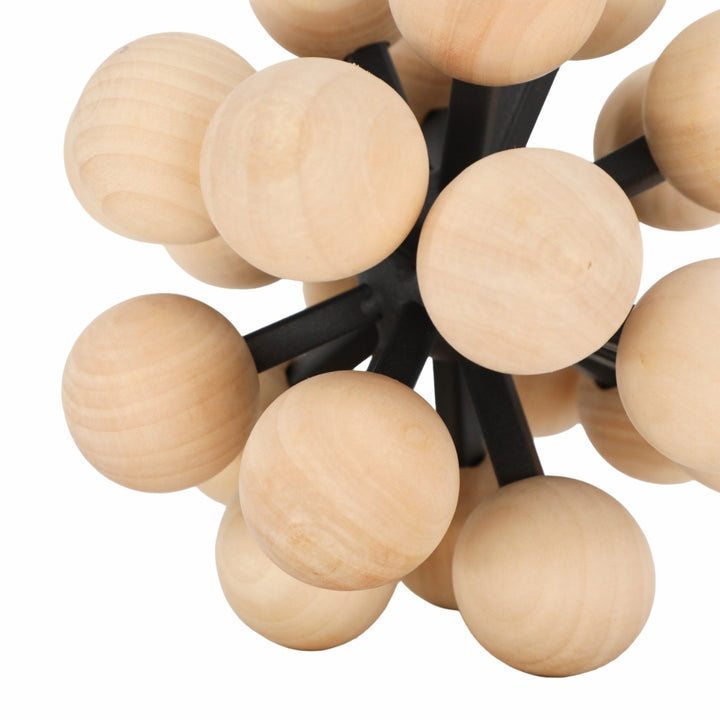 7" ORB WITH WOODEN KNOBS, BLACK/NATURAL