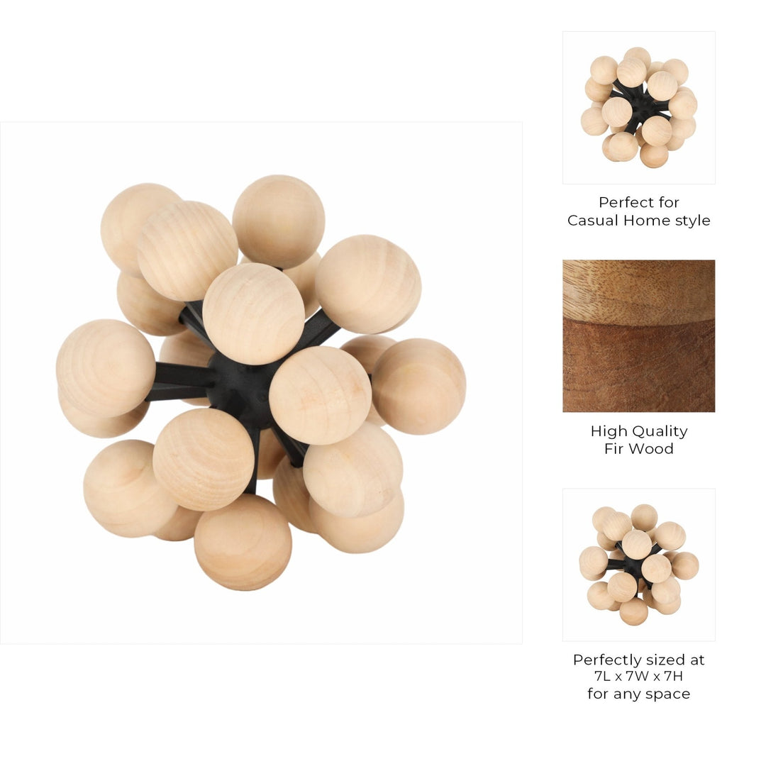 7" ORB WITH WOODEN KNOBS, BLACK/NATURAL