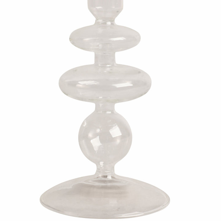 7" Vintage Glass Taper Candle Holder, Clear