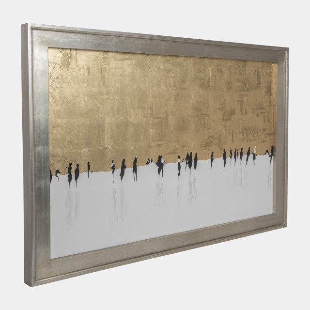 71X47, HAND PAINTED DAY AT ICE RINK, GOLD
