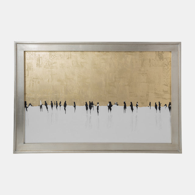 71X47, HAND PAINTED DAY AT ICE RINK, GOLD