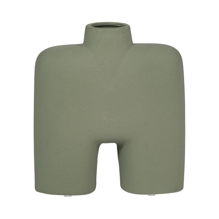 CER, 7" SQUARE SHAPE VASE, DARK SAGE