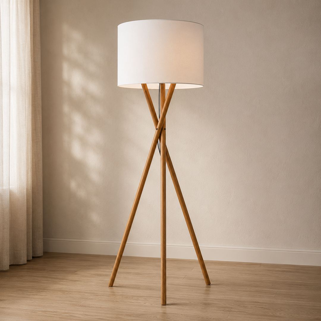 WOODEN TRIPOD FLOOR LAMPS