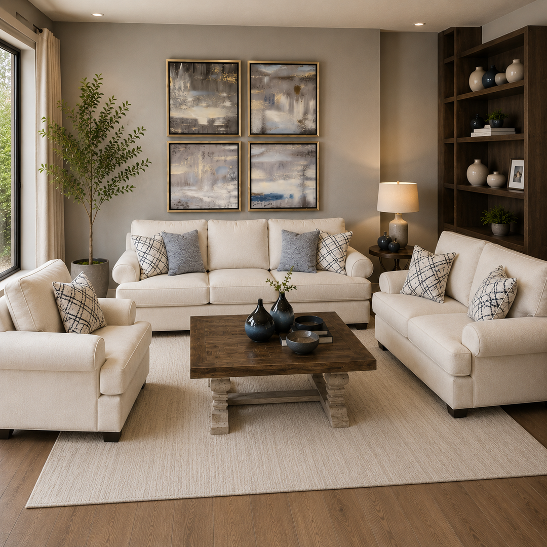 Elegant Off-White Living Room Set