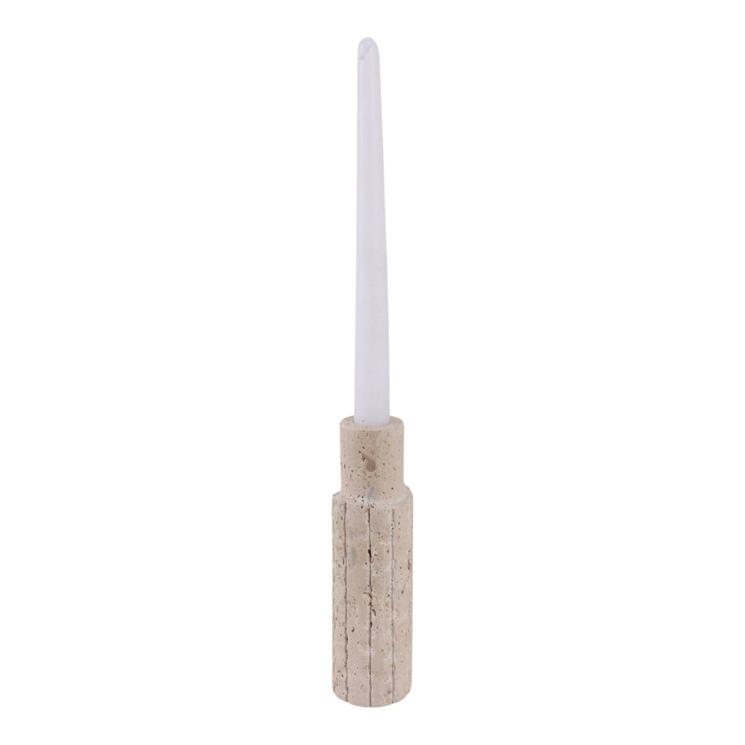 7X2" RAW EDGE TRAVERTINE TAPER HOLDER, TAN
