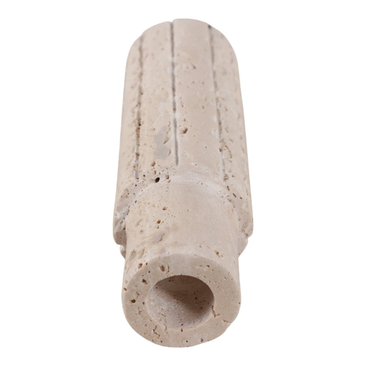7X2" RAW EDGE TRAVERTINE TAPER HOLDER, TAN