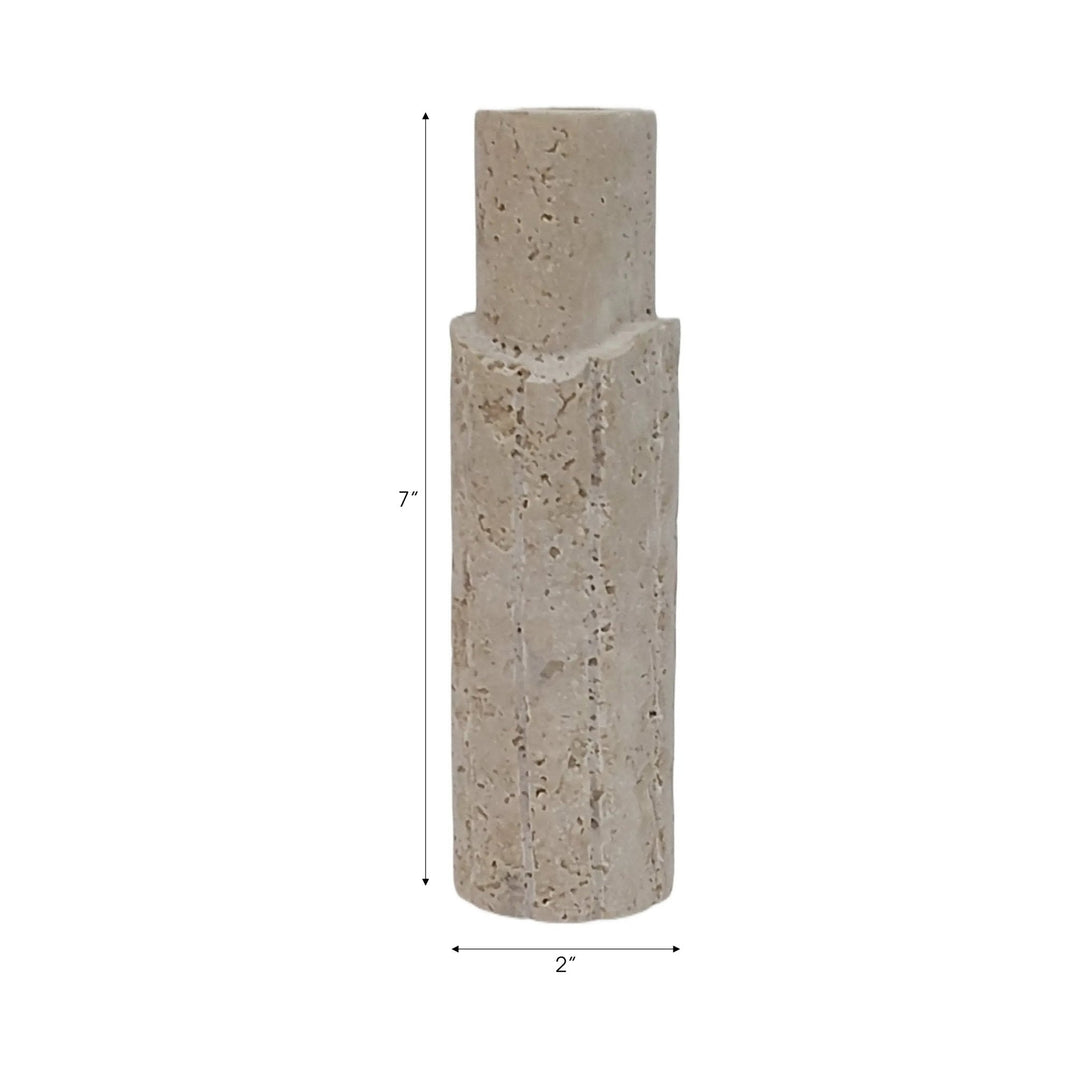 7X2" RAW EDGE TRAVERTINE TAPER HOLDER, TAN