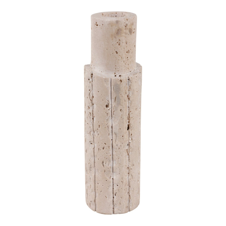 7X2" RAW EDGE TRAVERTINE TAPER HOLDER, TAN