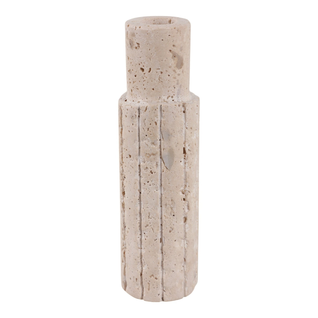 7X2" RAW EDGE TRAVERTINE TAPER HOLDER, TAN
